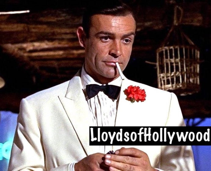 Sean Connery Handsome Scottish Actor is James Bond Agent 007 Smoking  Cigarette Wearing White Dinner Jacket Dr No Photograph 1962