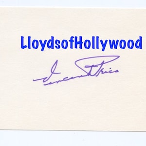 Vincent Award Master of Horror Schauspieler Künstler handsignierte 3x5 Karteikarte Autogramm 1980