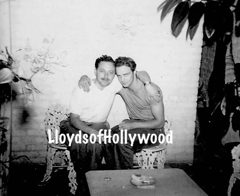 Marlon Brando With Tennessee Williams Streetcar Named Desire Star And Playwright Rare Cozy Photograph 1951 image 1