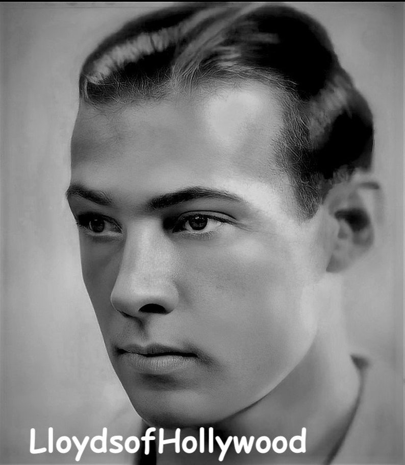 Rudolph Valentino Handsome Dramatic Actor Dancer Hollywood Silent Film Star Slicked Backed Hair Close Up Photograph 1920 image 1