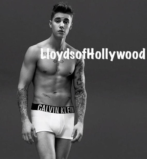 Justin Bieber Tattoed Body Rock Star In White Underwear Beefcake Photograph