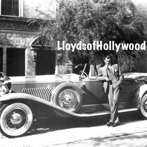 Gary Cooper Handsome Hollywood Actor With His Beautiful Automobile  Striking  Photograph 1934