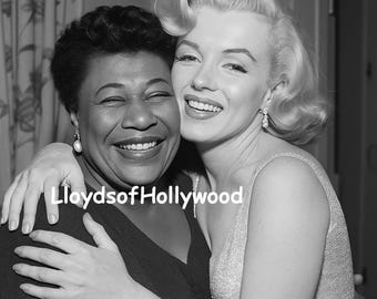 Marilyn Monroe Hollywood Glamour con la cantante jazz Ellia Fitzgerald L'avvincente e insolita amicizia Fotografia spontanea 1955