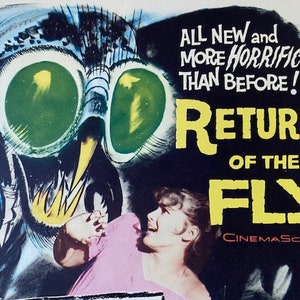 Vincent Price Return of The Fly Sci-Fi Horror Klasyka Vintage Oryginał USA Tytuł Lobby Karta 1959