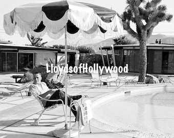 Frank Sinatra Actor Singer Hollywood Star At Home Relaxing By The Pool  Reading Paper Palm Springs  Mid-Century Photograph 1962