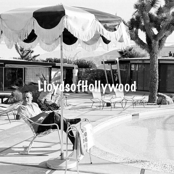 Frank Sinatra Actor Singer Hollywood Star At Home Relaxing By The Pool  Reading Paper Palm Springs  Mid-Century Photograph 1962