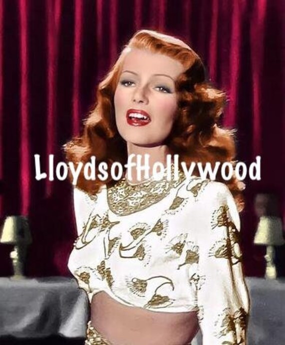 Rita Hayworth as Beautiful Gilda Wearing Amado Mio Dress Designed by Jean Louis Hollywood Glamour In Color Photograph 1946 Rita Hayworth as Beautiful Gilda Wearing Amado Mio Dress Designed by Jean Louis Hollywood Glamour In Color Photograph 1946