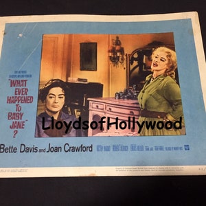 Joan Crawford Bette Davis Qu’est-il arrivé à Baby Jane? Carte de lobby vintage originale des États-Unis 1962