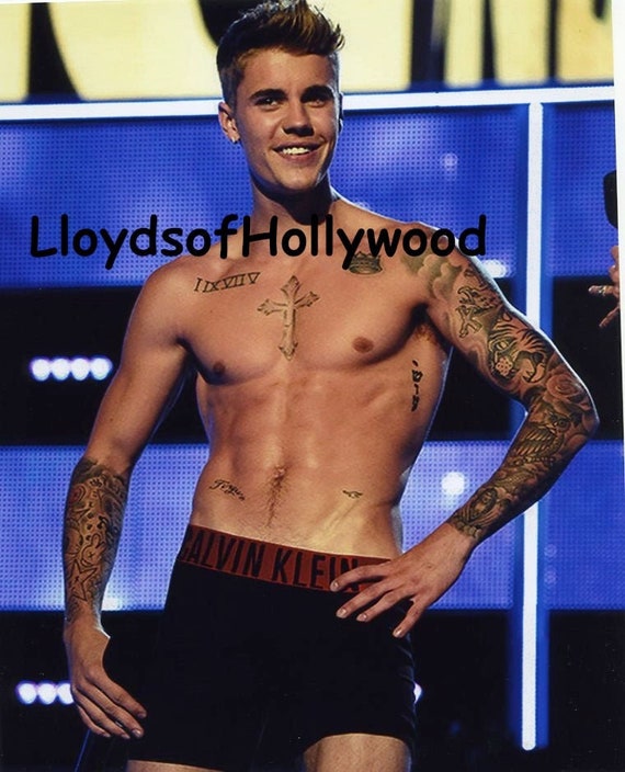 Justin Bieber Tattoed Body in Black Underwear Beefcake Photograph -   Sweden