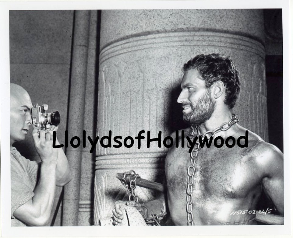 Yul Brynner Charlton Heston on Set Ten Commandments Candid Photograph