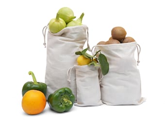 Reusable and Eco-Friendly 16x20 Inches 100% Organic Cotton Double Drawstring Muslin  Bags NATURAL COLOR