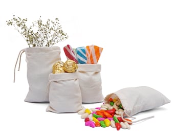 Reusable and Eco-Friendly 8x12 Inches 100% Organic Cotton Single Drawstring Muslin  Bags NATURAL COLOR
