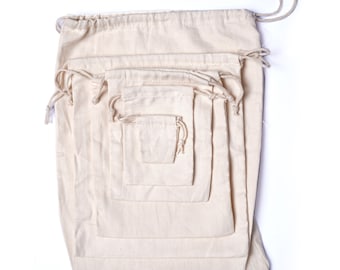 Organic Cotton Muslin Drawstring Bags, Reusable Produce Bags