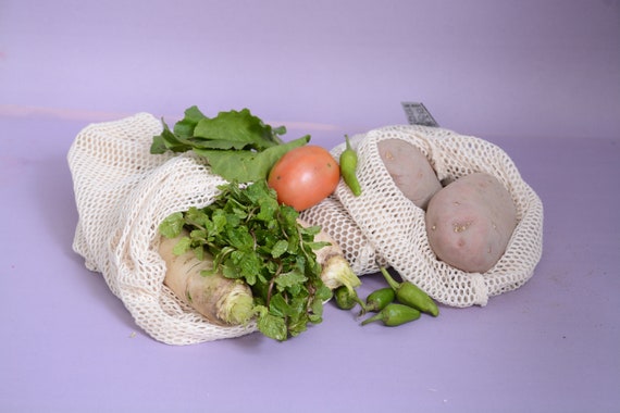 100 Percent Organic Cotton Mesh Single Drawstring Bags
