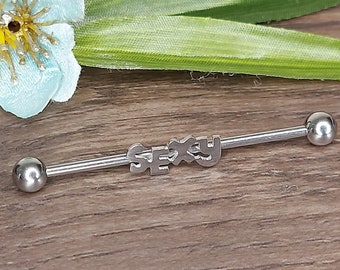 Industrial Piercing, Industrial Barbell, Scaffold bar, Cartilage Earring, Industrial jewelry, Sexy charm Bar, 14G, 1.6mm x 38mm