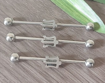 Industrial Piercing, Industrial Barbell, Scaffold bar, Industrial jewelry, Cartilage Earring, Industrial jewelry, Trident, 14G 38mm 1 1/2"