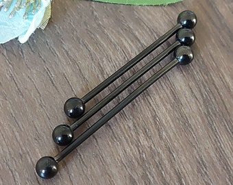 Industrial Piercing, Industrial Barbell, Scaffold bar, Cartilage Earring, Industrial jewelry, 14Gauge, 1.6mm 32mm 35mm and 38mm, Black