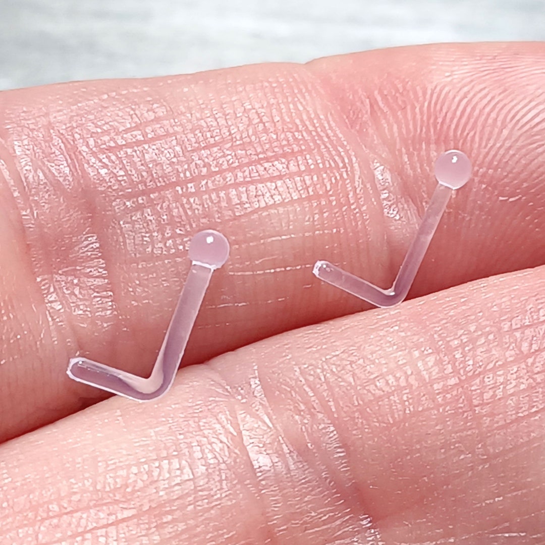 Nose Retainer 2 20G 18G Piercing Retainer Clear Nose Etsy