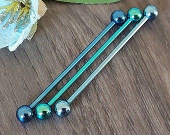 Industrial Piercing, Industrial Barbell, Scaffold bar, Cartilage Earring, Industrial jewelry, 14Gauge, 1.6mm, 38mm Titanium Plated