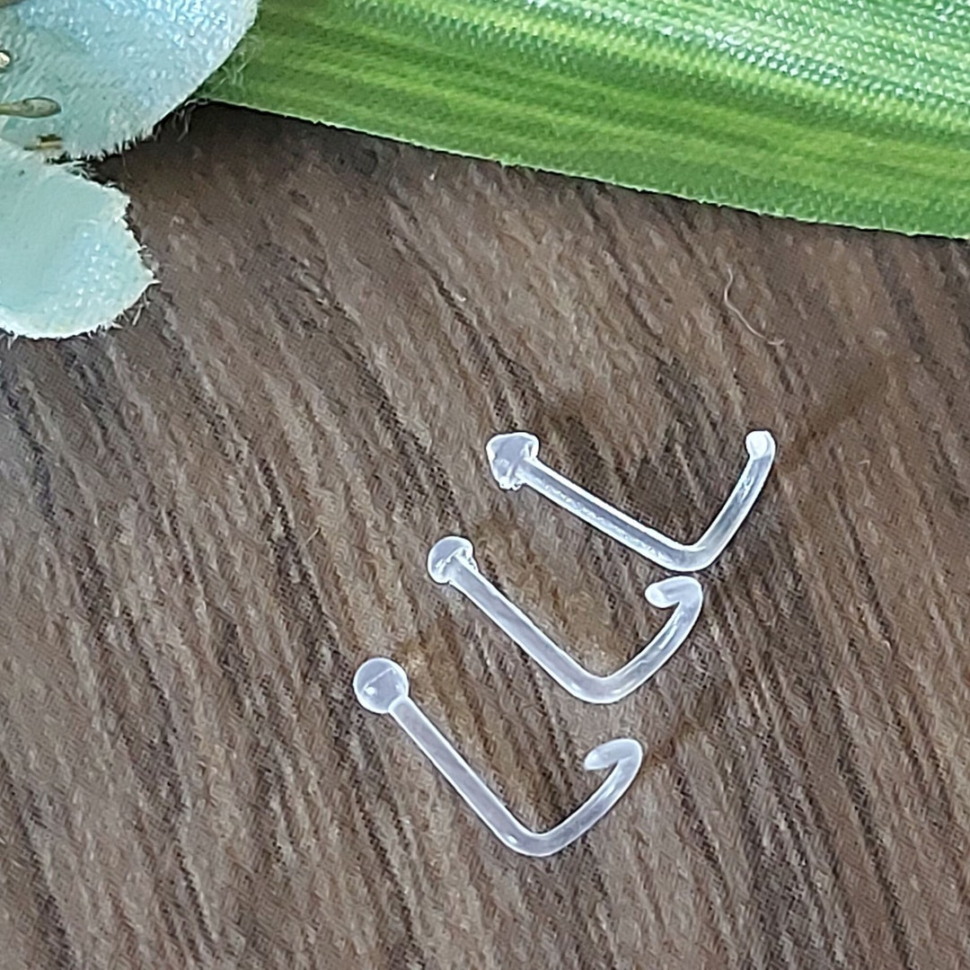 Nose Retainer, Stud, 3x, Clear Nose Stud, Piercing Nose Retainer