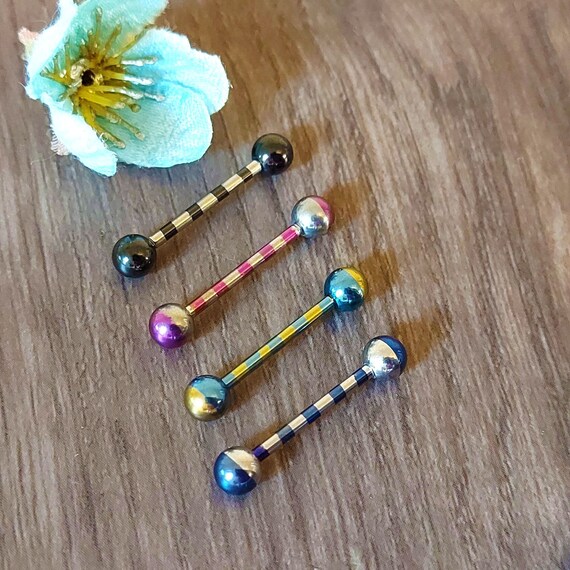 Nipple Piercing Nipple Jewelry Tongue Bar Titanium IP Stripped