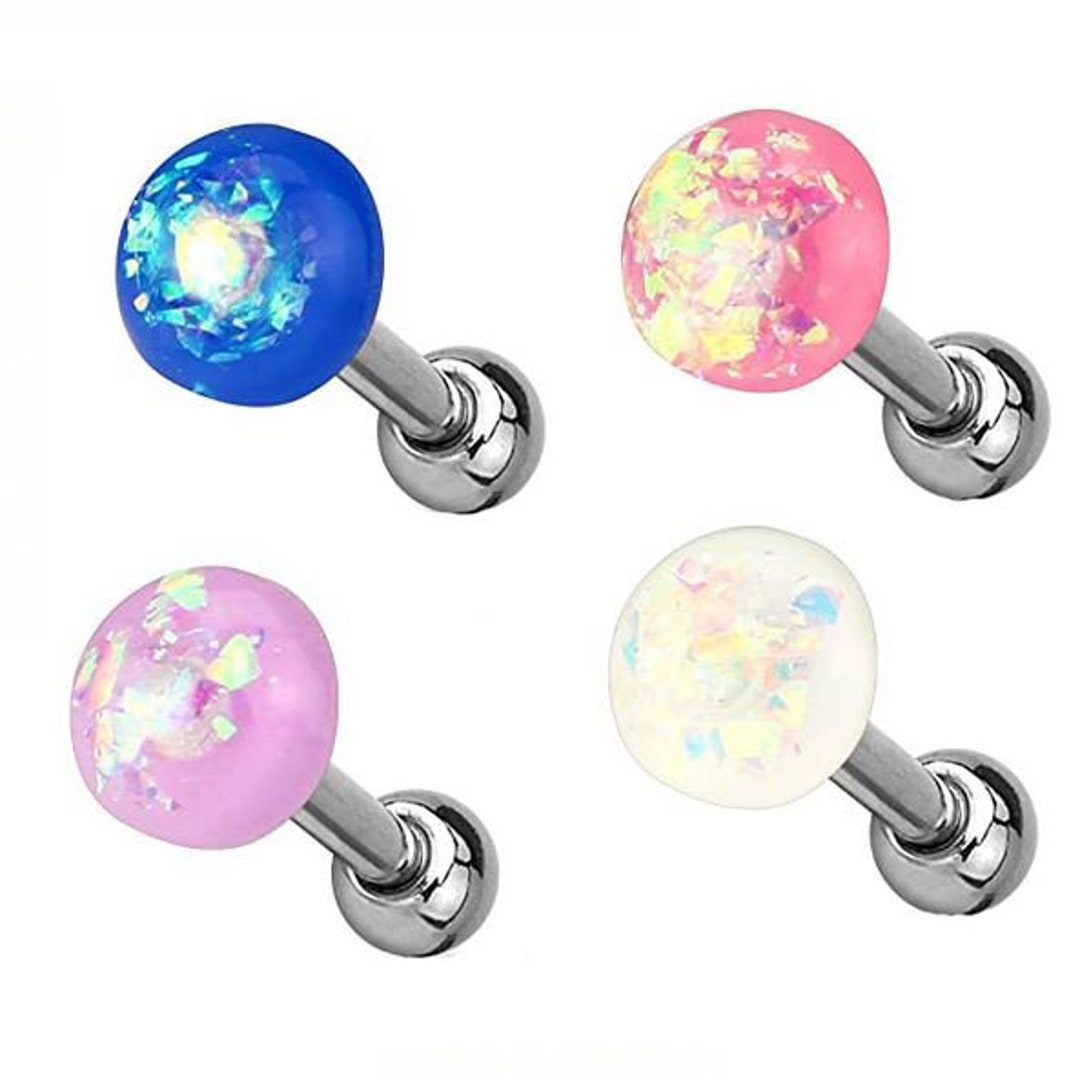 Set of 4 Upper Pearl Dome Earring Helix Piercing 16gcartilagetragus  Barforward Helixconchmonroe 16GA 1.2mm X 146mm - Etsy