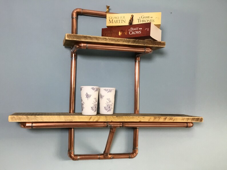 Wood/copper pipe Shelving Unit Etsy