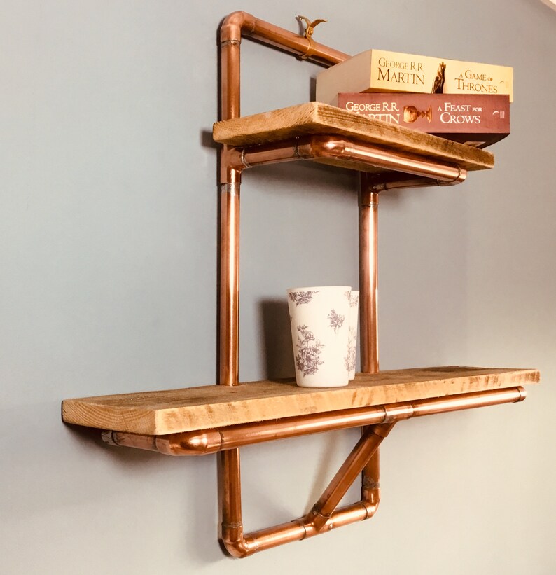 Wood/copper pipe Shelving Unit Etsy