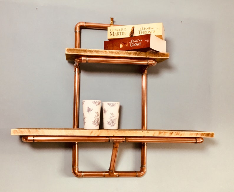 Wood/copper pipe Shelving Unit Etsy