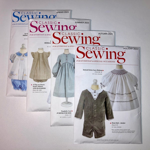 Classic Sewing Magazine patterns from 2023. Spring, Summer, Autumn, and Holiday 2023 uncut paper patterns.