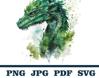 Magical Fairytale, Elemental Dragons Watercolor Clipart, Dragon PNG, Dragon, Fantasy Clipart, Magical Creatures, Watercolor Dragon clipart