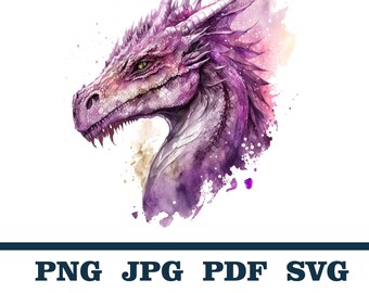 Magical Fairytale Illustrations, Dragon clipart, Dragons, Big Elemental Dragons Watercolor Clipart, Fantasy Dragons, Magical Creatures