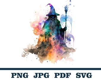 Wizard clipart, Charming wizard PNG, Magician clipart, Magic Wizard clipart, Watercolor magician art, Magic Wizard clipart, Old Wizard