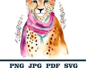 Cute Jungle African Animal, Leopard, Animal Faces Clipart, Safari Animal Clipart, Wild Animal Heads, Faces Clipart, African Animal Faces