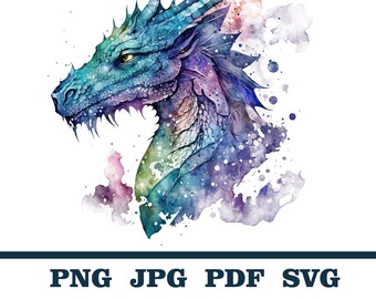 Dragon clipart png, Dragons, Fantasy Dragon Watercolor Clipart, Magical art, Fantasy clipart, Dragon Colored PNG, Fairy Tale, Fantasy, Magic