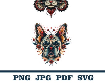 Tattoo design, Old school tattoo, Digital Tattoos Clipart, Neo Traditional Tattoo Art Files, Cat tattoo design, Dog tattoo, Elephant tatoo