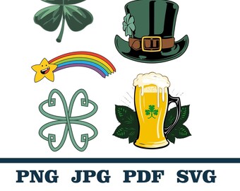 happy st. Patrick's Elf Png, Happy St. Patrick's Day Rainbow And Shamrock Png, St. Patrick's Day Patrick's Gnome And Pot Of Gold Png, Irish SVG