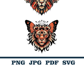 Digital tattoo art, Old School Tattoo Design, Body art designs, Neo-traditional tattoos, Lion tattoo design, Wild cat tattoo design, Tiger