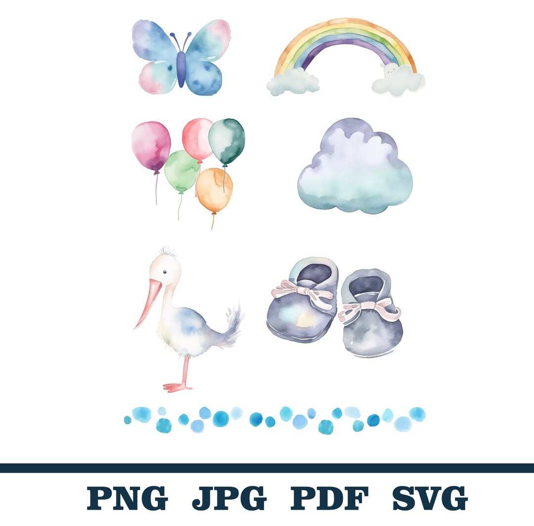 Watercolor Clipart Baby Shower Newborn Baby Boy Girl Etsy