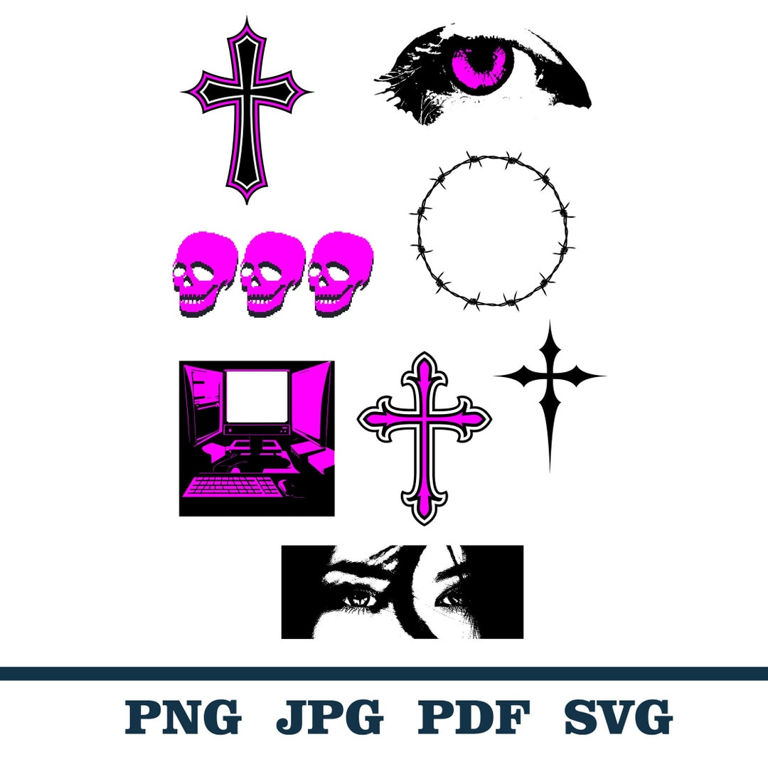 Y2k Cross Svg Cross Png Cross Clipart Cross Fashion Png Etsy