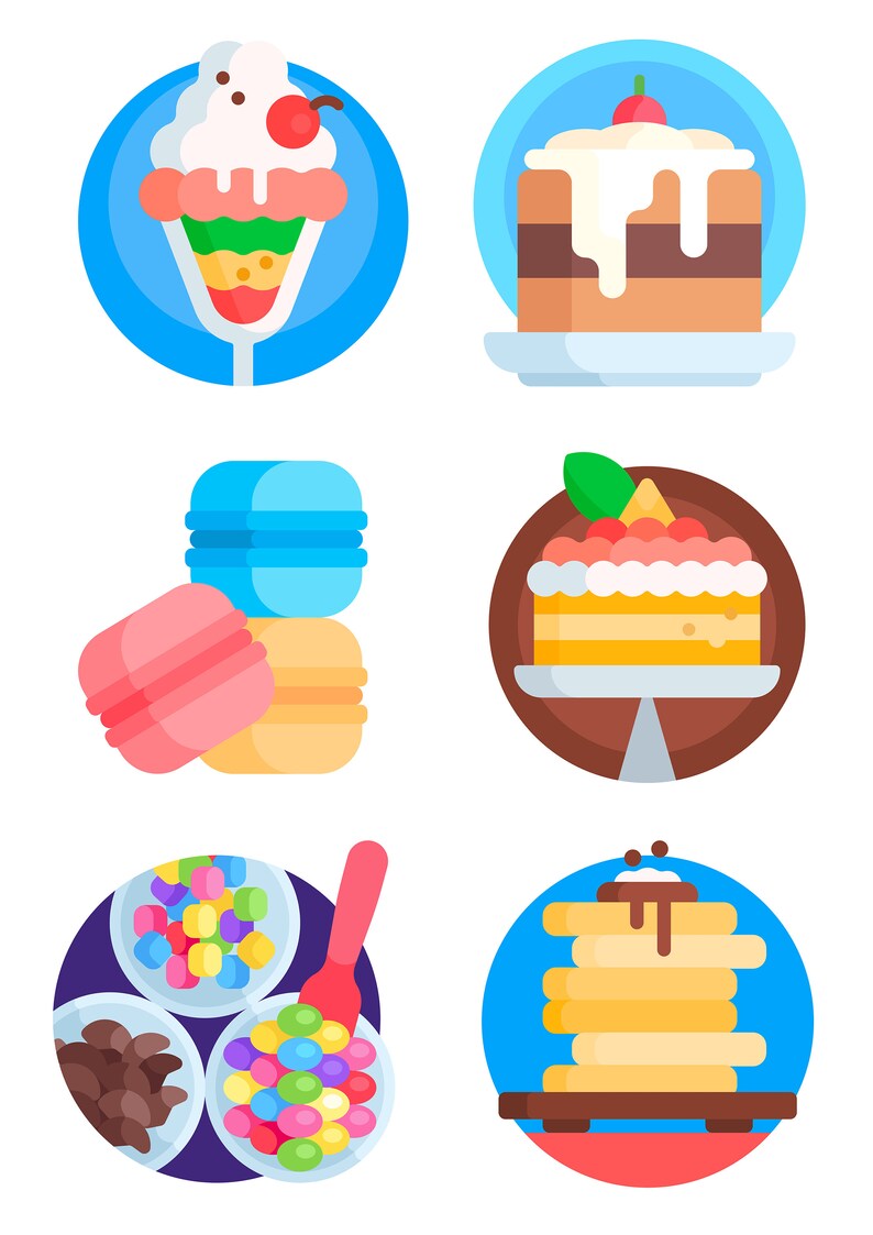 Kawaii Desserts Clipart Set Kawaii Food Cute Food Cakes Etsy