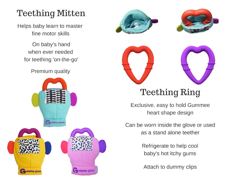 Gummee Glove Teething Mitten 3 to 6 Months Teether Toy Mitt Etsy UK