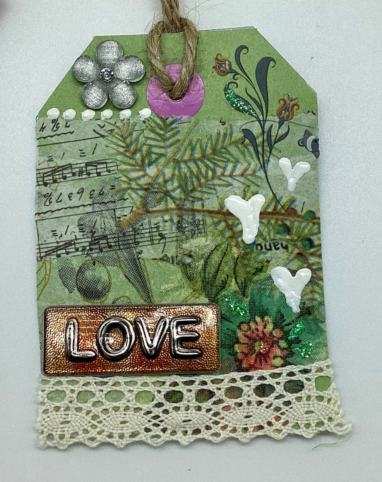 Set of 4 Decorative Tags Cute Gift Tags Mixed Media Art Etsy