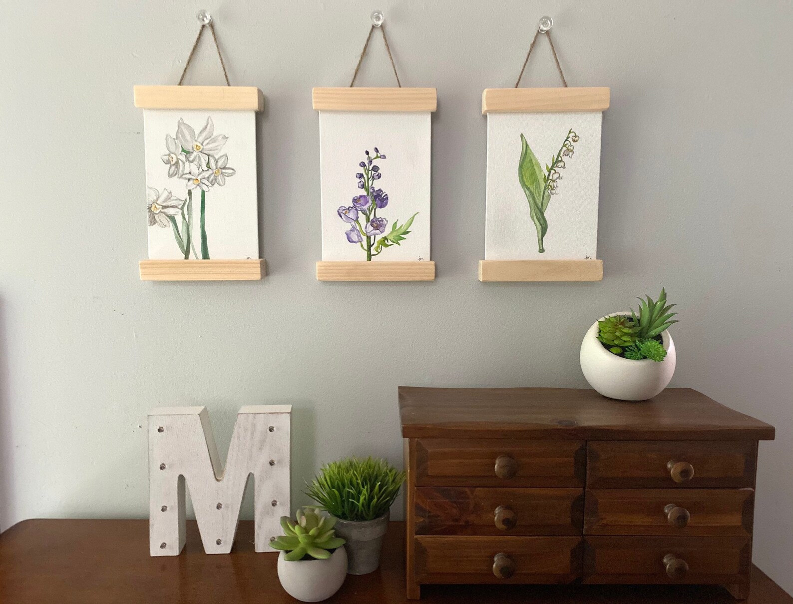 Birth flower canvas wall hanging Etsy