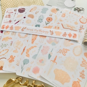 Collezione di 12 fogli di adesivi sulla mitologia greca / Bullet Journal, Scrapbook, Planner, Adesivi decorativi