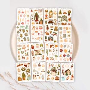 Lot de 16 feuilles d'autocollants hiver XXL | Bullet Journal, Scrapbook, Agenda, Sticker décoratif, Noël, Vacances