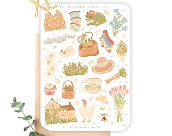 Stickervel XL "Cottage Breeze" 002 | Bullet Journal, plakboek, planner, herfst, Cottage Core, lente