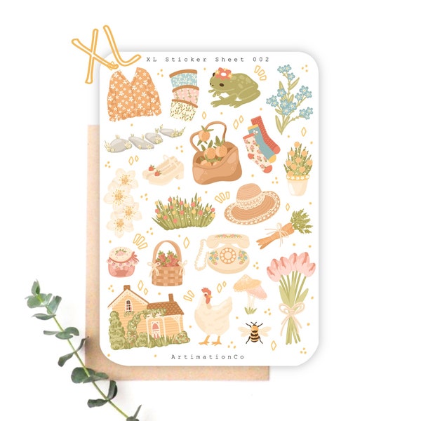 21 feuilles d'autocollants XL « Cottage Breeze » 002 | Stickers Bullet Journal, Stickers Scrapbooking, Sticker Agenda, Automne, Noyau Cottage, Printemps