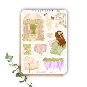 Sticker Sheet „Wisteria Garden “ 331 | Bullet Journal, Scrapbook, Planer, Reader, Alltag