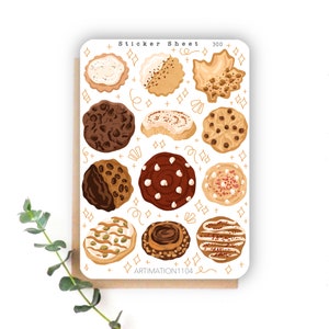 12 hojas de pegatinas "Galletas" 300/ Bullet Journal, álbum de recortes, planificador, Navidad, invierno, vacaciones